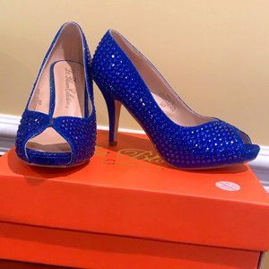 De Blossom Blue Studded Heels